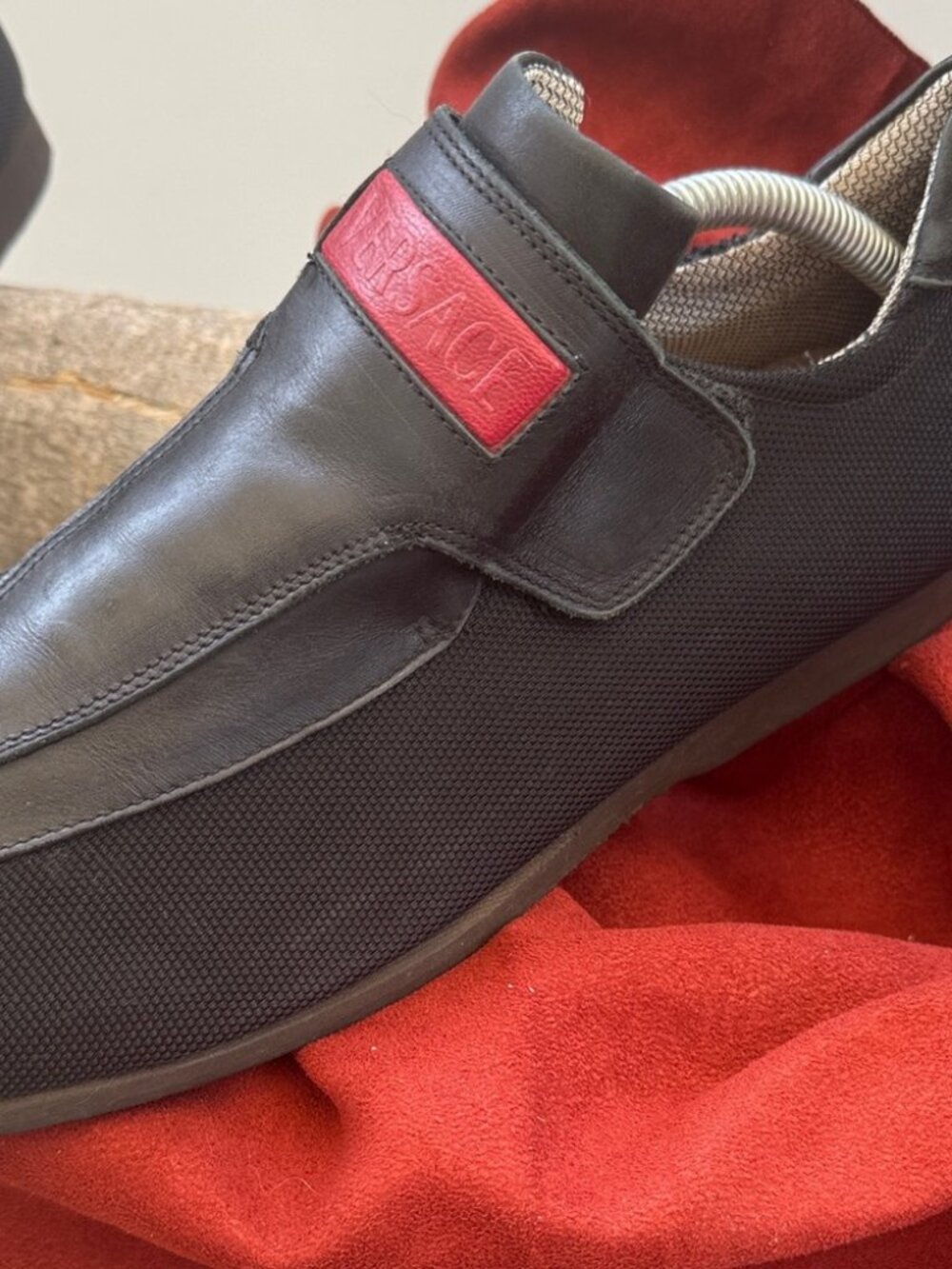 Vintage Versace Black and Red Men's Loafers - Picture 3 of 3